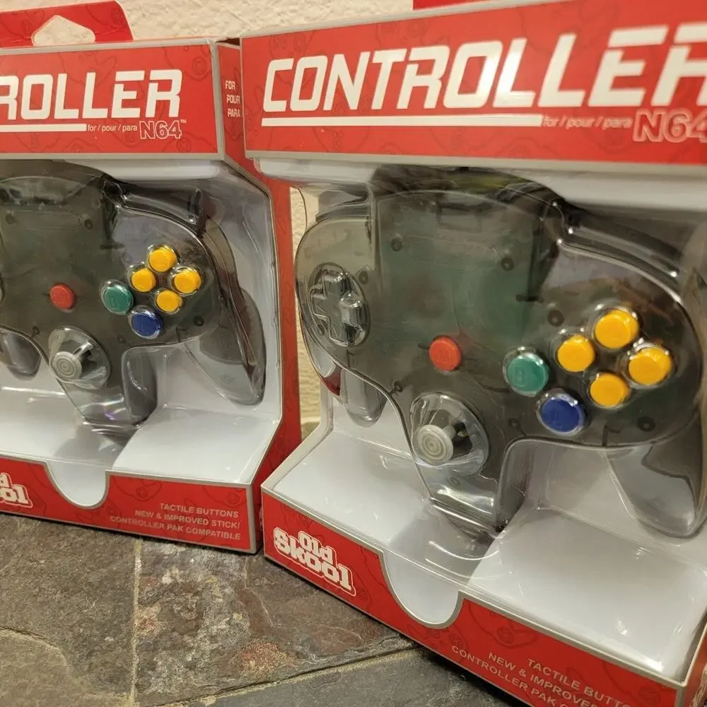 2 N64 Controllers - Smoke Black (NEW) - Nintendo64 - Funtastic Color - Old Skool